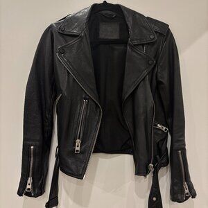 All Saints Balfern Leather Jacket US 2 Womens